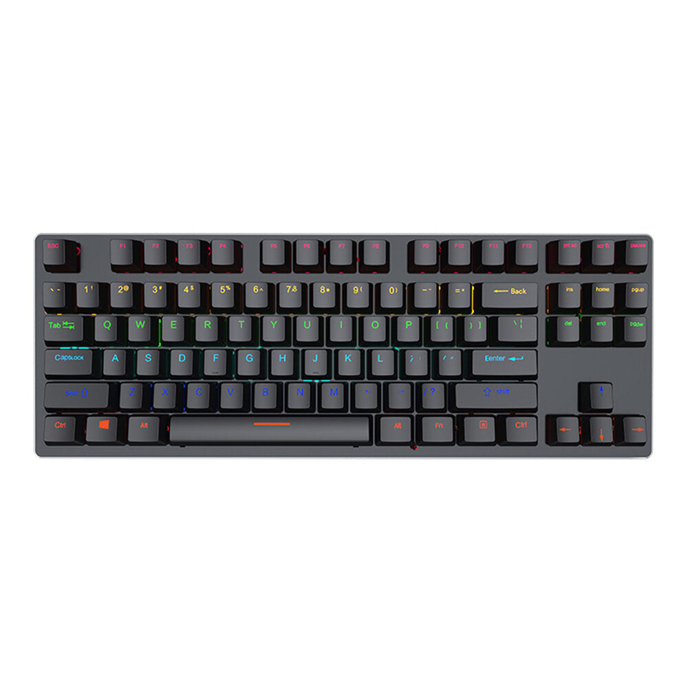 Mechanical Keyboard 87 Keys Suspended Translucent Keycaps Blue/Red Switch Colorful Backlit USB Wired Gaming Keyboard for Desktop Laptop Gamer