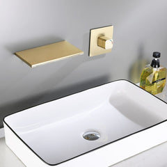 Modern Single Handle Wall Mount Faucet Waterfall Spout Bathroom Tub Basin Concealed Tap Hot Cold Water Mixer