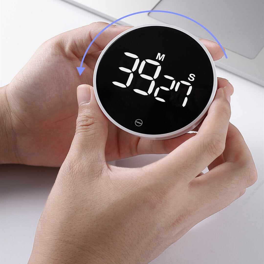 Mute Timer Rotation Timing Sound Brightness Adjustable Magnetic Alarm Clock LED Digital Display Timer