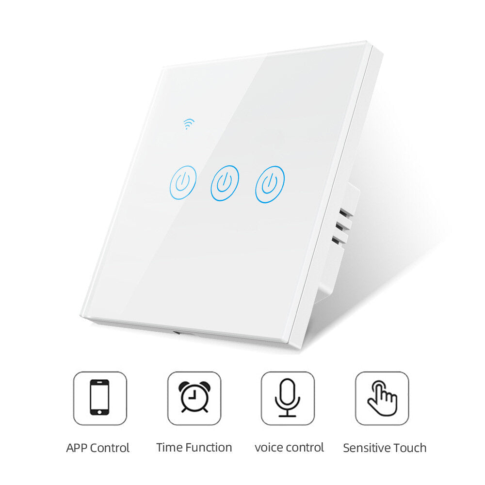 Single Fire Shared Smart Touch Switch Wall Panel Lamp Control Work with Alexa Google Home,220-240V