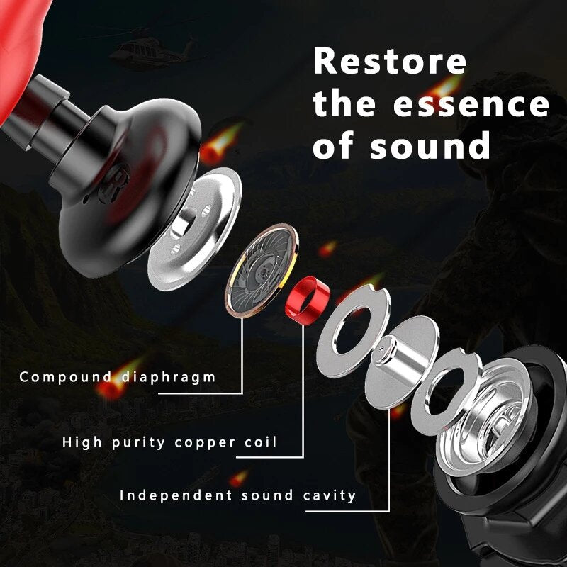 Wired In-ear Music Earphone Noise Reduction Gaming Earpiece with Mic Volume Control In-ear Gaming Headset