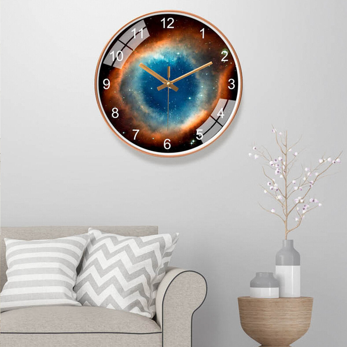 12 Inch/30cm Star Space Galaxy Wall Clock Silent Living Room Bedroom Creative Hanging Clock Home Office Ornament