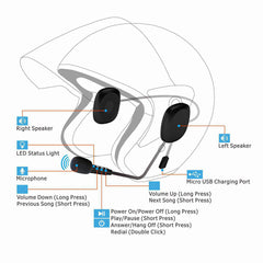 Bluetooth Earphones Motorcycle Helmet Headset Auto Answer Surround Sound Motorcycle Headphones with Microphone