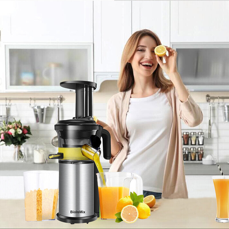 200W 40RPM Stainless Steel Masticating Slow Auger Juicer Machine Fruit and Vegetable Squeezer Press Juice Maker