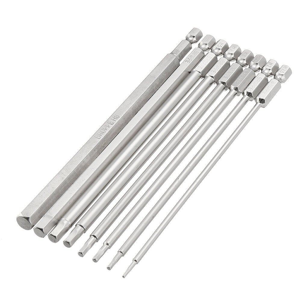 8Pcs 1/4" 150mm Hex Screwdriver Bits 1.5-8mm Magnetic Electronic Drill S2 Steel Hexagonal Screw Driver Bit Set Power Driver Tools