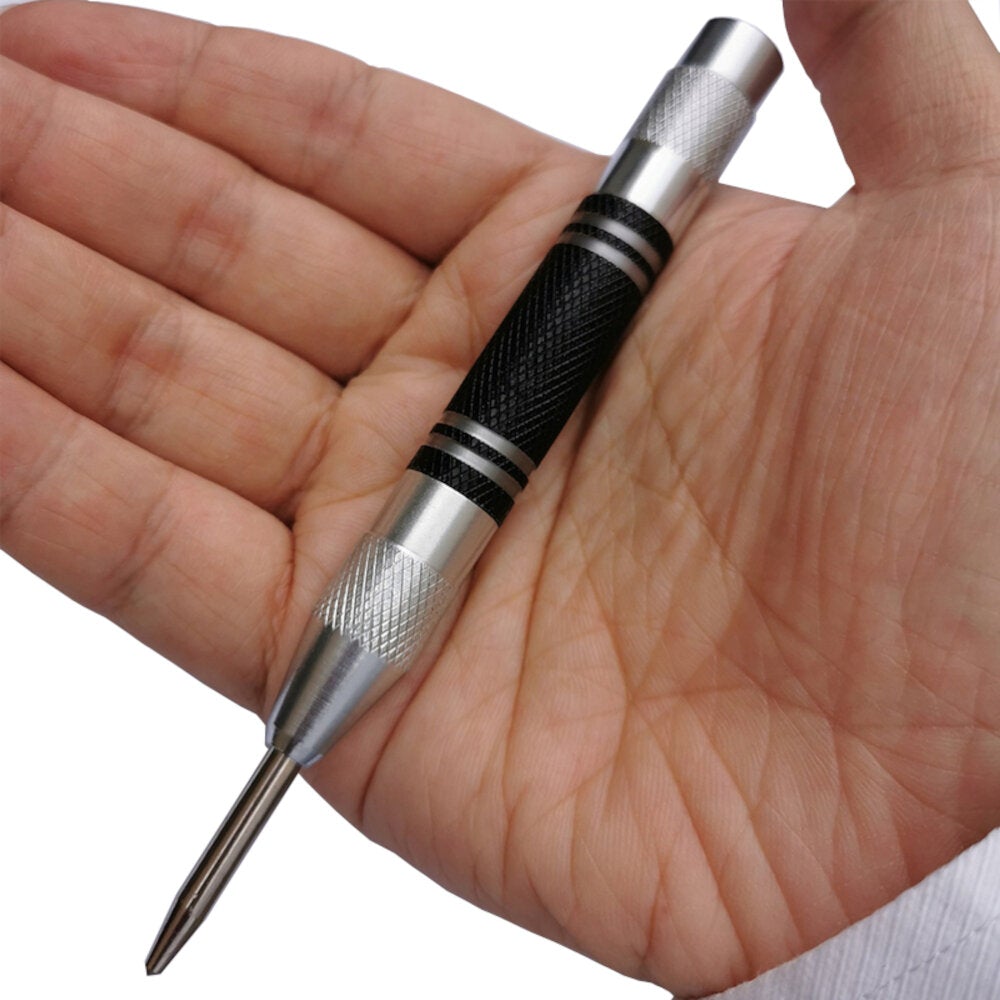 Automatic Center Pin Spring Loaded Mark Punch Tool Wood Indentation Woodworking Bit