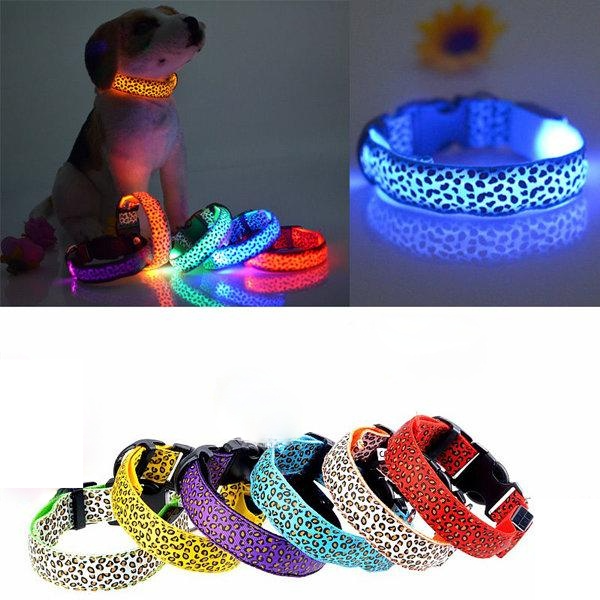 Pet Cat Dog Nylon LED Flashing Safety Neck Collar