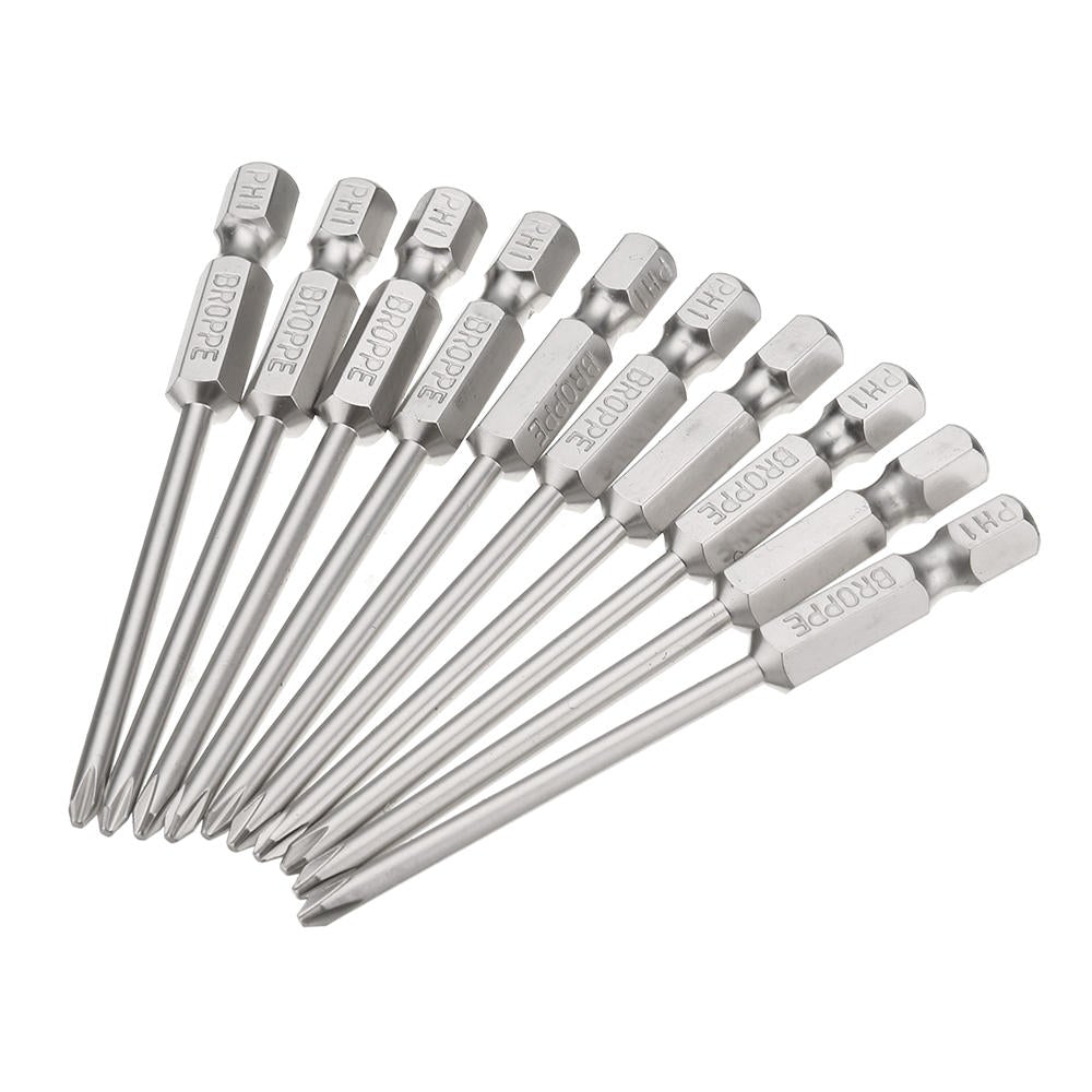 10pcs 75mm PH1 Screwdriver Bit 1/4" Hex Shank Magnetic Phillip Screwdriver Bits Set