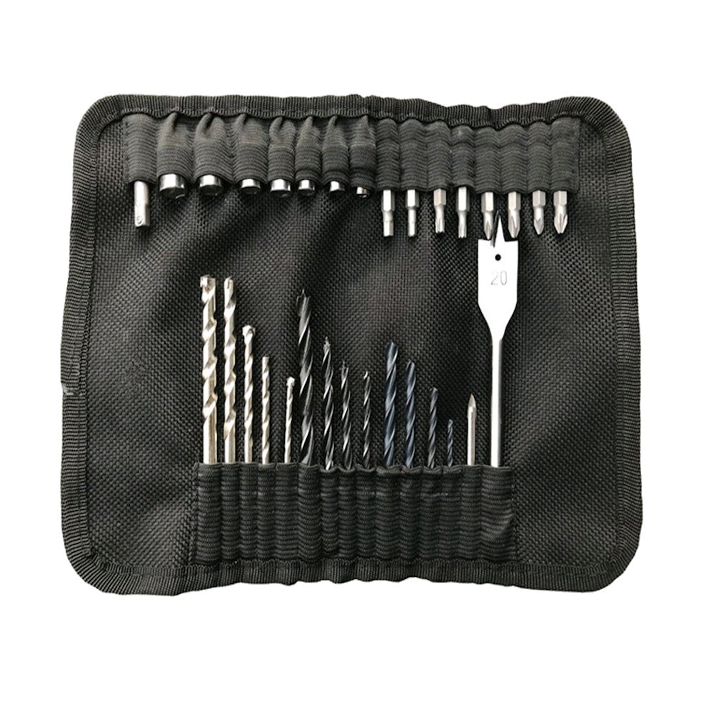 31Pcs of Electric Drill Matching High-speed Steel Drill Bit Combination Tool Set with Tool Canvas Bag