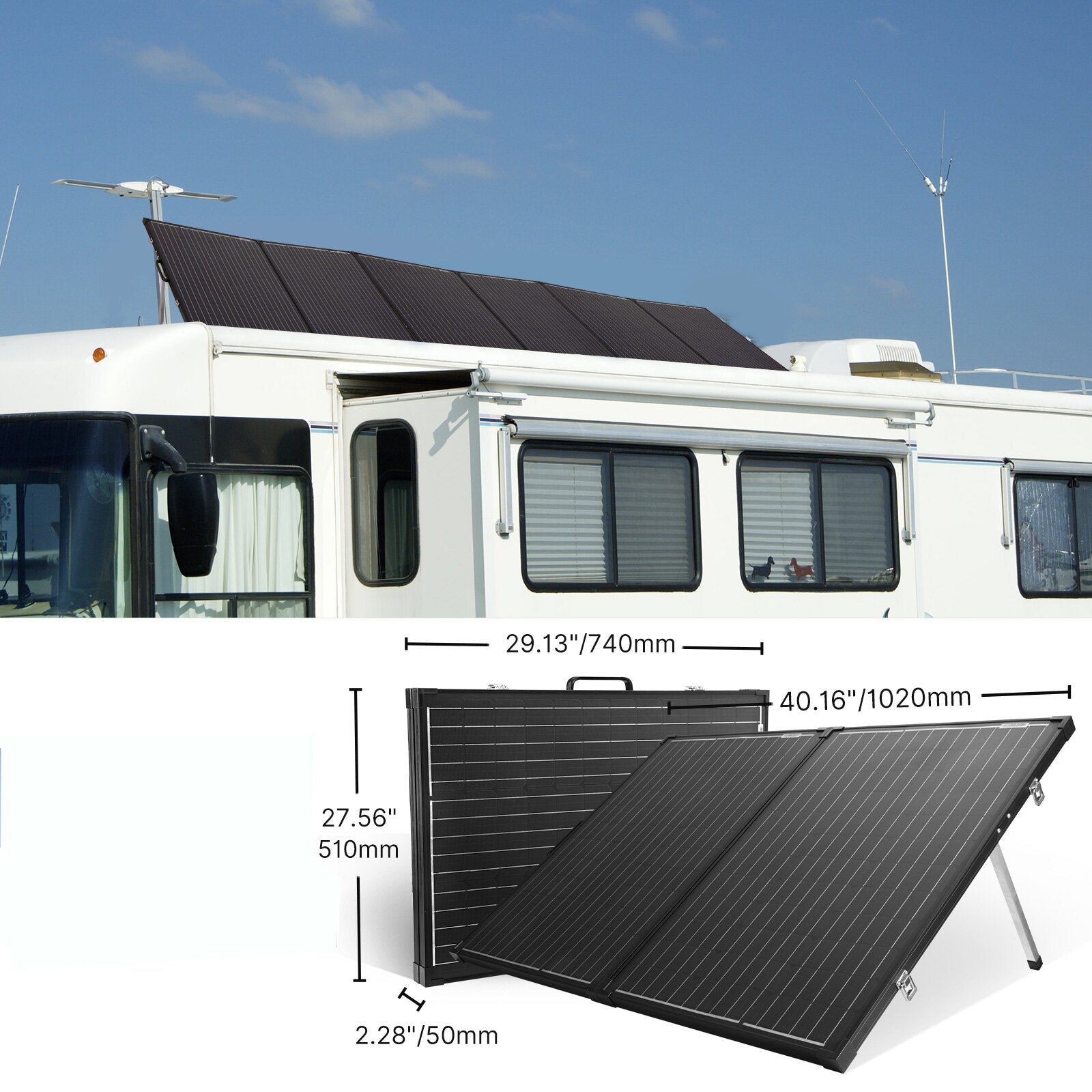 160W Portable Monocrystalline Without Glass Solar Panel Equipped With 20A MPPT Controller Suitable For RV Camping