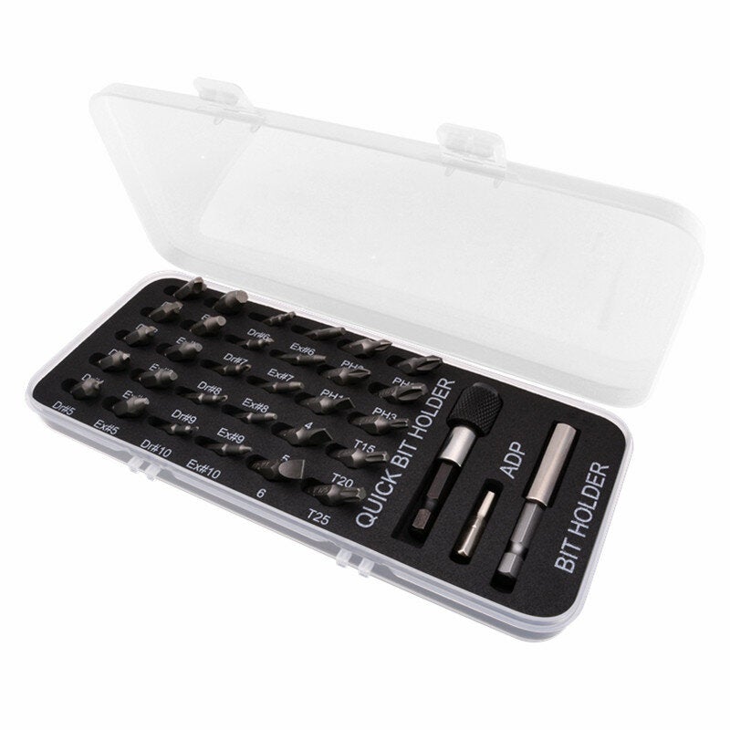 33pcs Damaged Screw Extractor Set with Screwdriver Bits for Broken Screw HSS Broken Bolt Extractor Screw Remover Kits