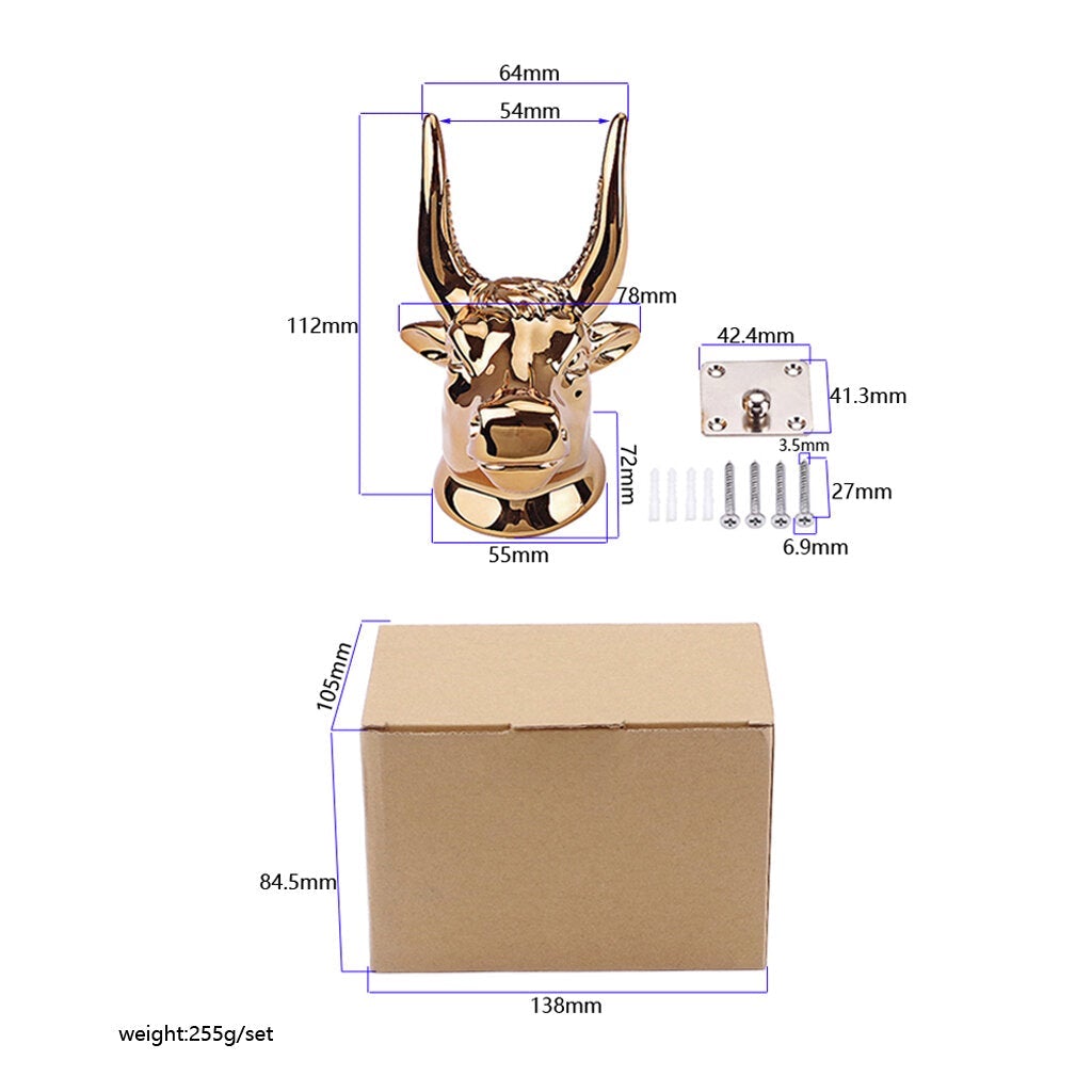 Universal 1 Set Gold Bull Metal Guitar Hanger Hook Holder Wall Mount Stand Bracket for Bass