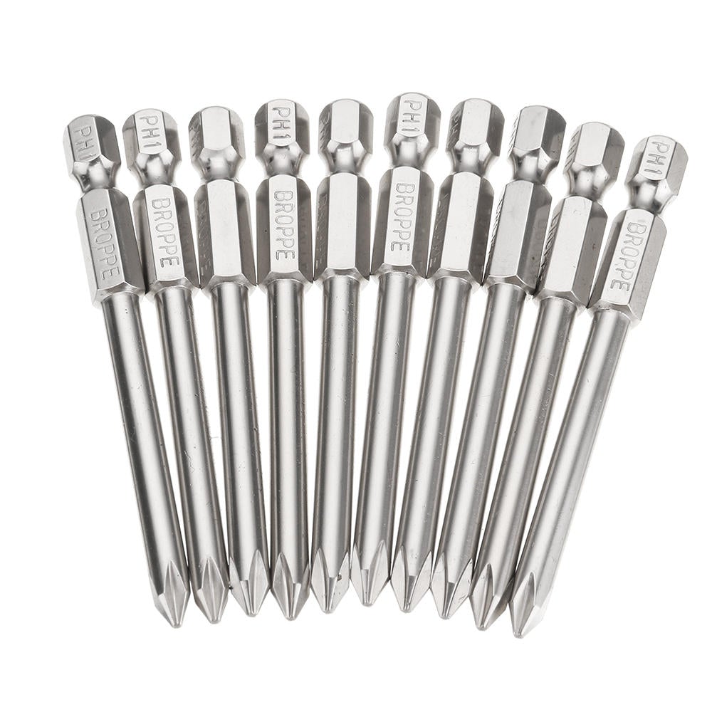 10pcs 75mm PH1 Screwdriver Bit 1/4" Hex Shank Magnetic Phillip Screwdriver Bits Set