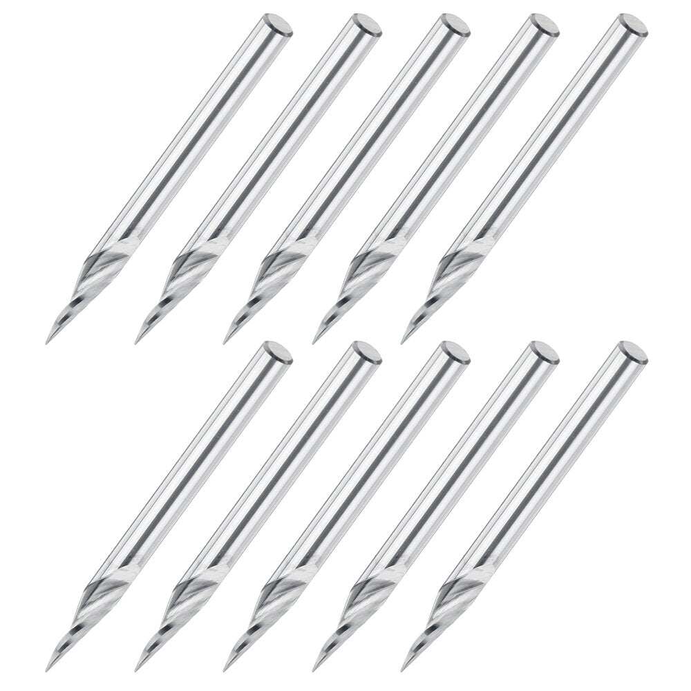 10Pcs 3.175mm Shank Engraving Bit End Milling Cutter 20 Degrees Tip 0.1mm Carbide 3D Milling Bit Carving