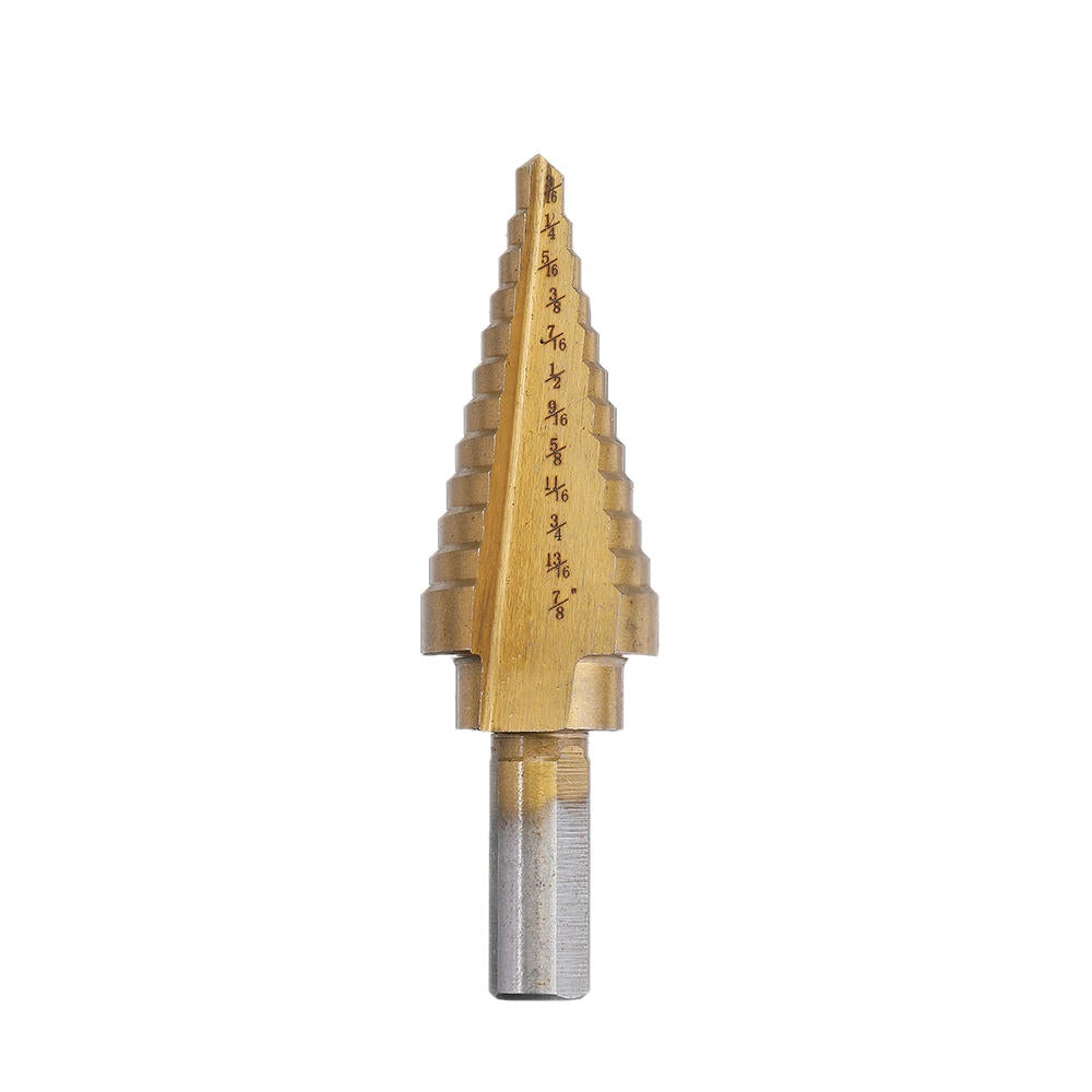 5Pcs Titanium Plating 1/8-1-3/8 Inch Step Drill Bit Set Hole Puncher for Metal Wood Steel