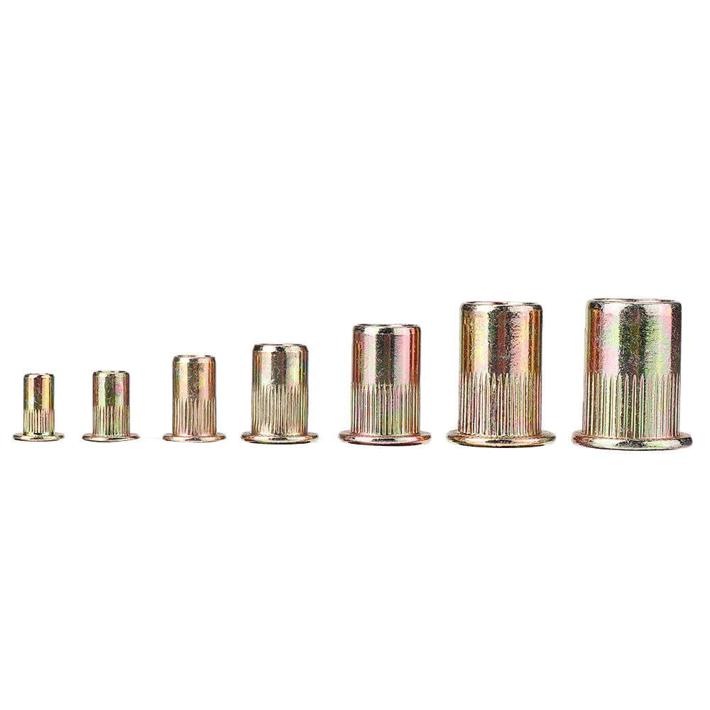 190Pcs M3/M4/M5/M6/M8/M10/12 Carbon Steel Zinc Plated Rivet Nut Threaded Countersunk Head Insert Nut Tool Kits