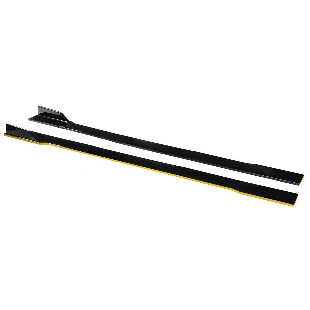 2.2M / 86.6 Inch Universal Black Side Skirt Extension Rocker Panel Splitter Yellow line