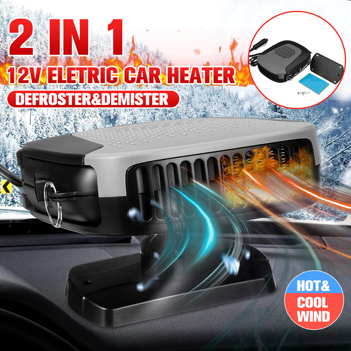 12V Electric Car Heater DC Heating Fan Defroster Demister Vehicle Fan