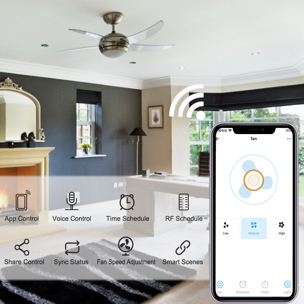 WiFi Fan Ceiling Light Driver Controller With Alexa Google Home 433MHz