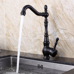 Kitchen Faucet Black Bronze Brass Antique Hot And Cold Mixer Crane Deck Mount Tap
