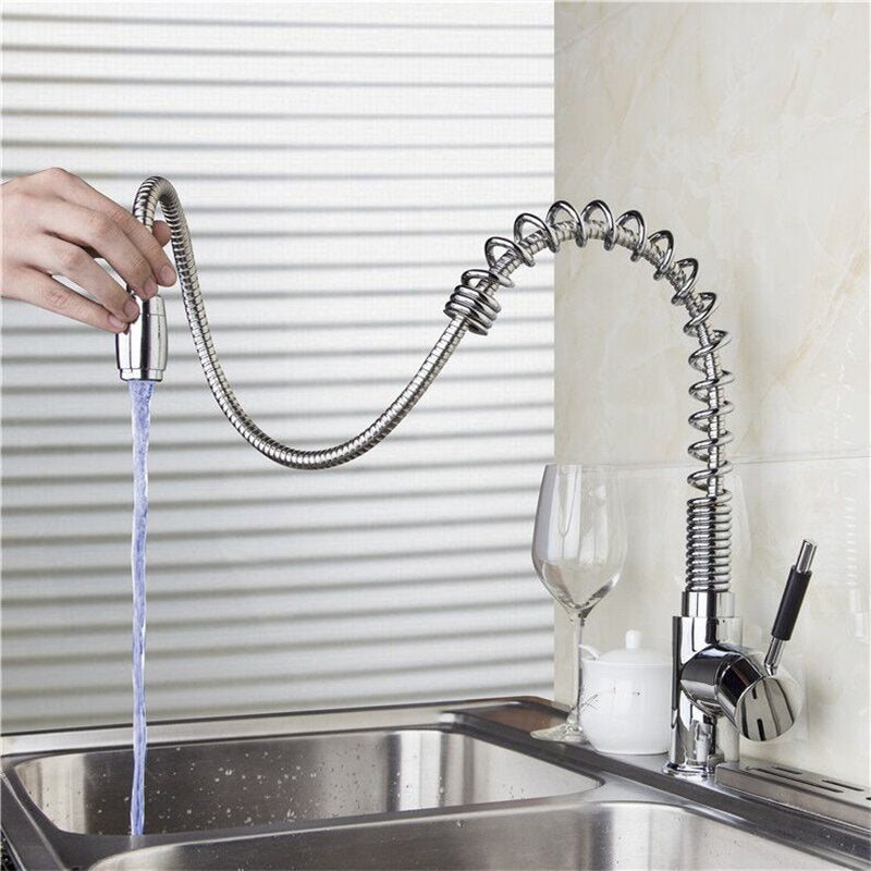 Stainless Kitchen Sink Faucet LED Light Hot Cold Mixer Taps 360 Rotate