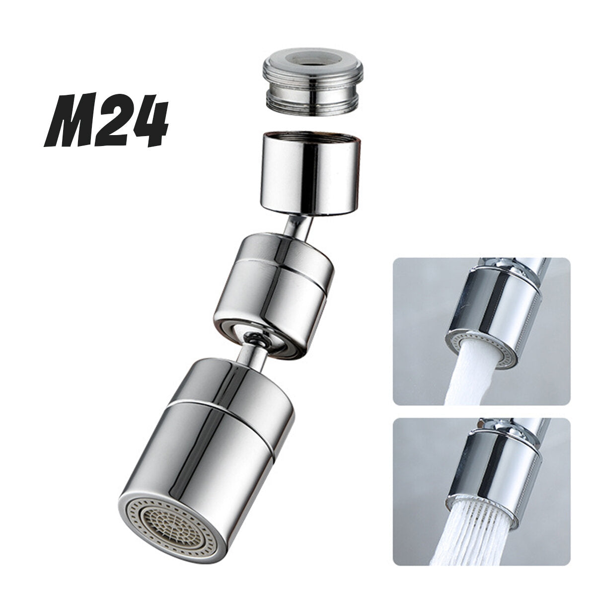 Universal Extender Splash Filter Faucet 1080 Rotate Water Outlet Faucet Silver