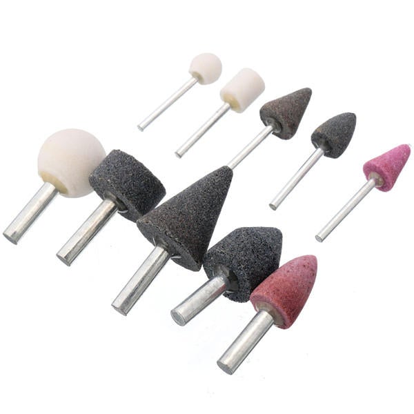 10pcs 1/4 Inch 1/8 Inch Mounted Stones Grinding Abrasive Stone Assortment for Dremel