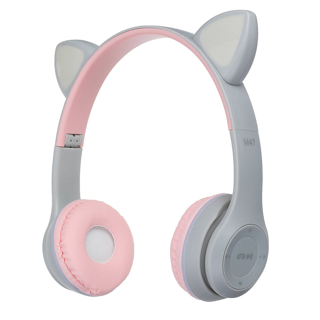 Cute Wireless Gaming Headset Bluetooth 5.0 Headphones LED Light Support TF Card Play