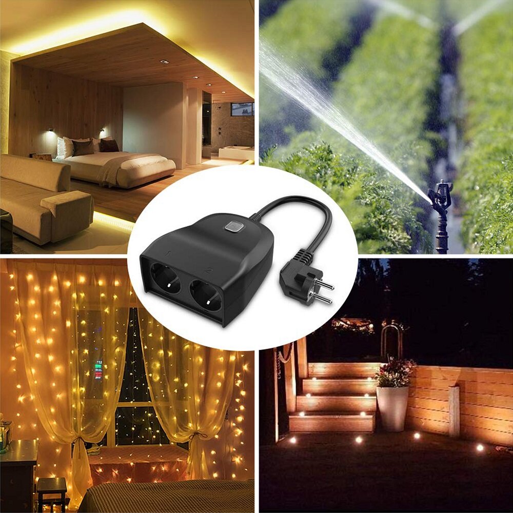 WiFi Smart EU Plug Socket Controller IP44 Outdoor Waterproof Alexa Google Home Automation 2000W