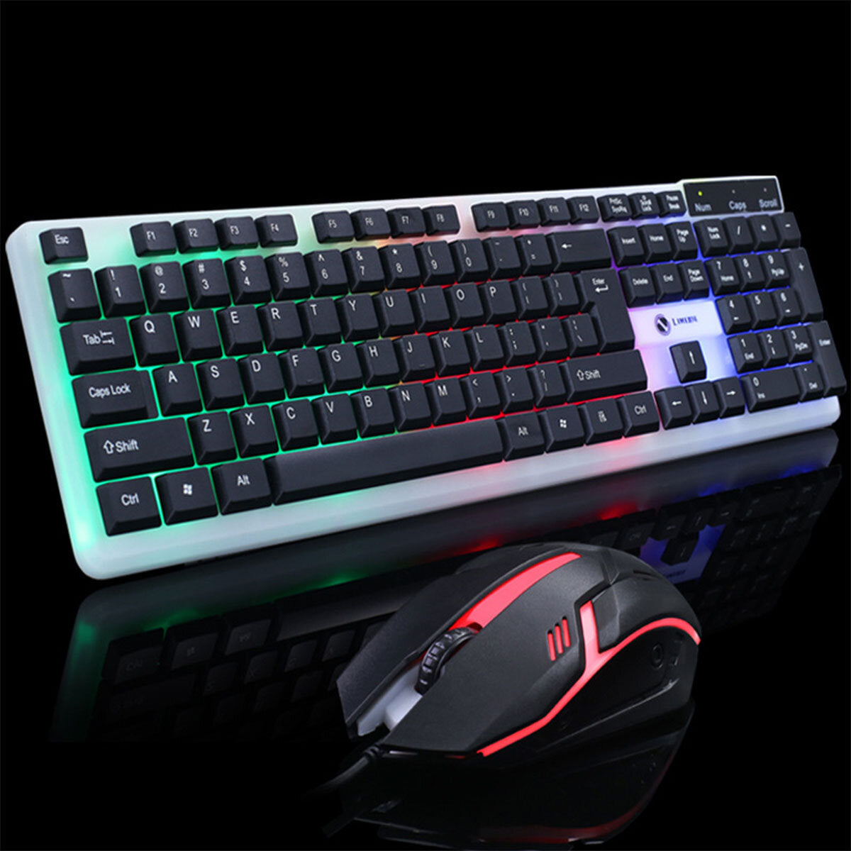 Wired Gaming Keyboard & Mouse Set RGB Backlight 1200DPI Gaming Mouse 104 Keys Mechanical Feeling Keyboard Combo