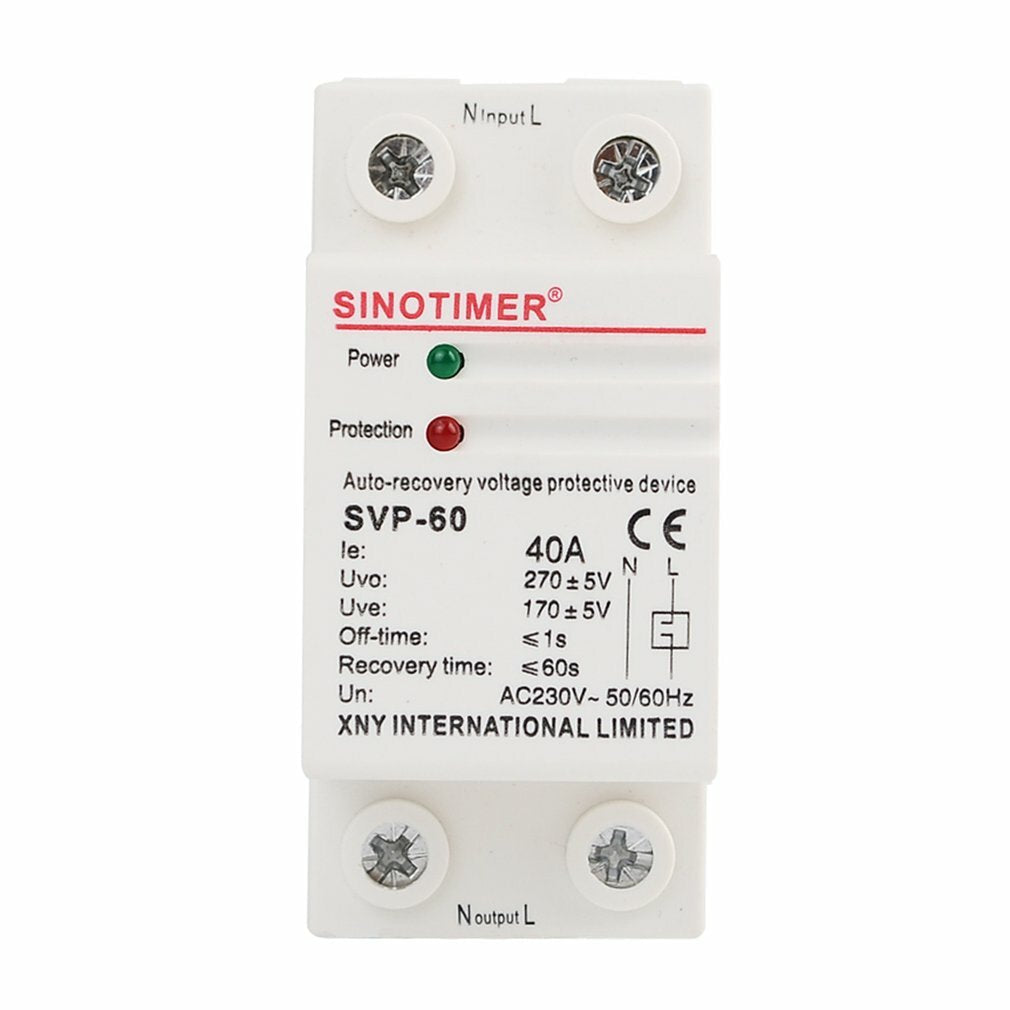 Automatic Recovery Under Voltage Over Voltage Protector Relay Breakers Protective Device,230V AC 40A