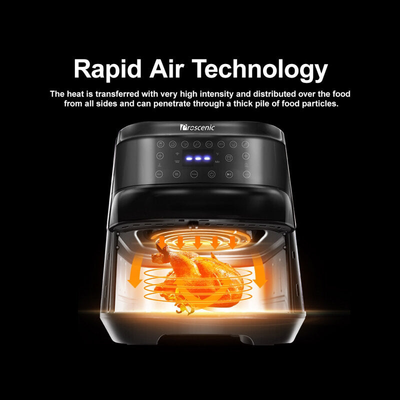 1700W 220V 5.5L Air Fryer APP Control 8+1 Cooking Functions Preheat & Warm Keeping Hot Oven Cooker with Touch Screen Control