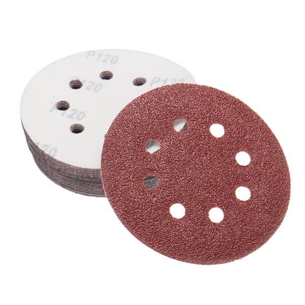 50pcs 125mm 8 Holes Hook Loop Sanding Discs 40/60/80/100/120 Grit Sander Pad Set