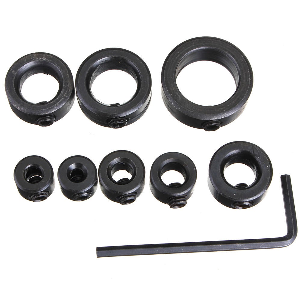 8pcs 3-16MM Drill Bit Shaft Depth Stop Collars Ring Set Wood Drills