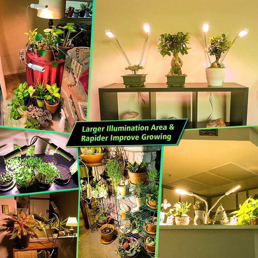 LED Grow Lights Plant Light Full Spectrum Yellow Light LED Growth and Flowering Double Head Gooseneck Hose Double Head Stainless Steel