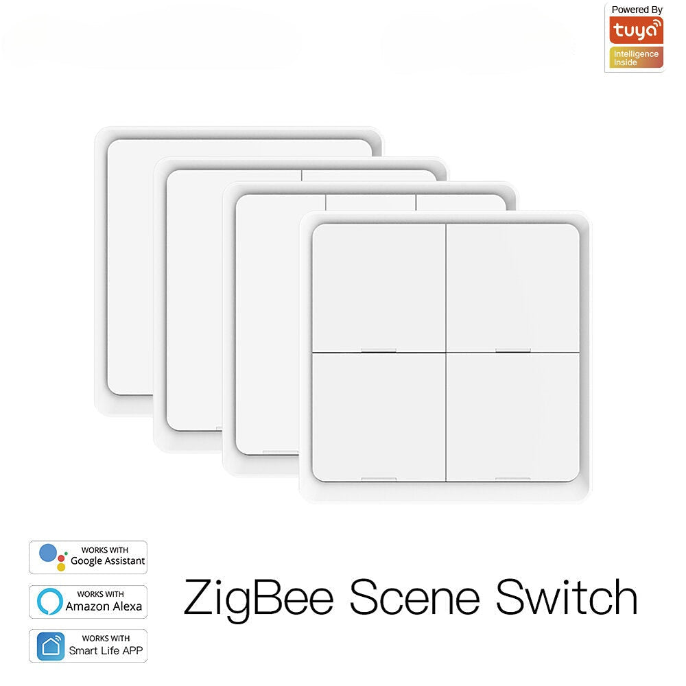 Wireless 12 Scene Switch Push Button 4 Gang Controller Battery Powered Automation Scenario for Tuya Devices