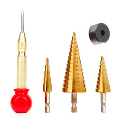 25pcs Chamfer Countersink Drill Bit Set Step Drill Bits 5 Flute 90 Degree Countersink Drill Wood Plug Cutter and Certer Punch