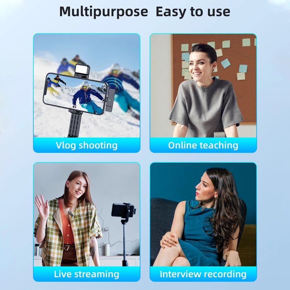 Wireless Microphone Receiver 2.4G HD Noise Reduction Video Recording Mini Mic for Live Broadcast Vlog Interview