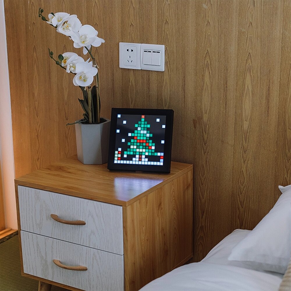 Bluetooth Digital Photo Frame Alarm Clock with Pixel Art Programmable LED Display
