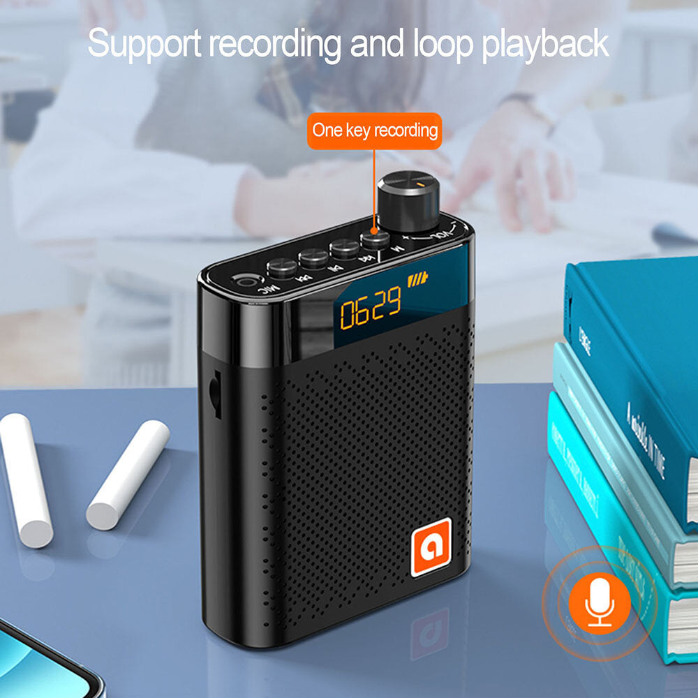 Portable Bluetooth 5.0 Speaker Professional Voice Amplifier with Microphone FM Radio Sound 2000mAh Battery Life