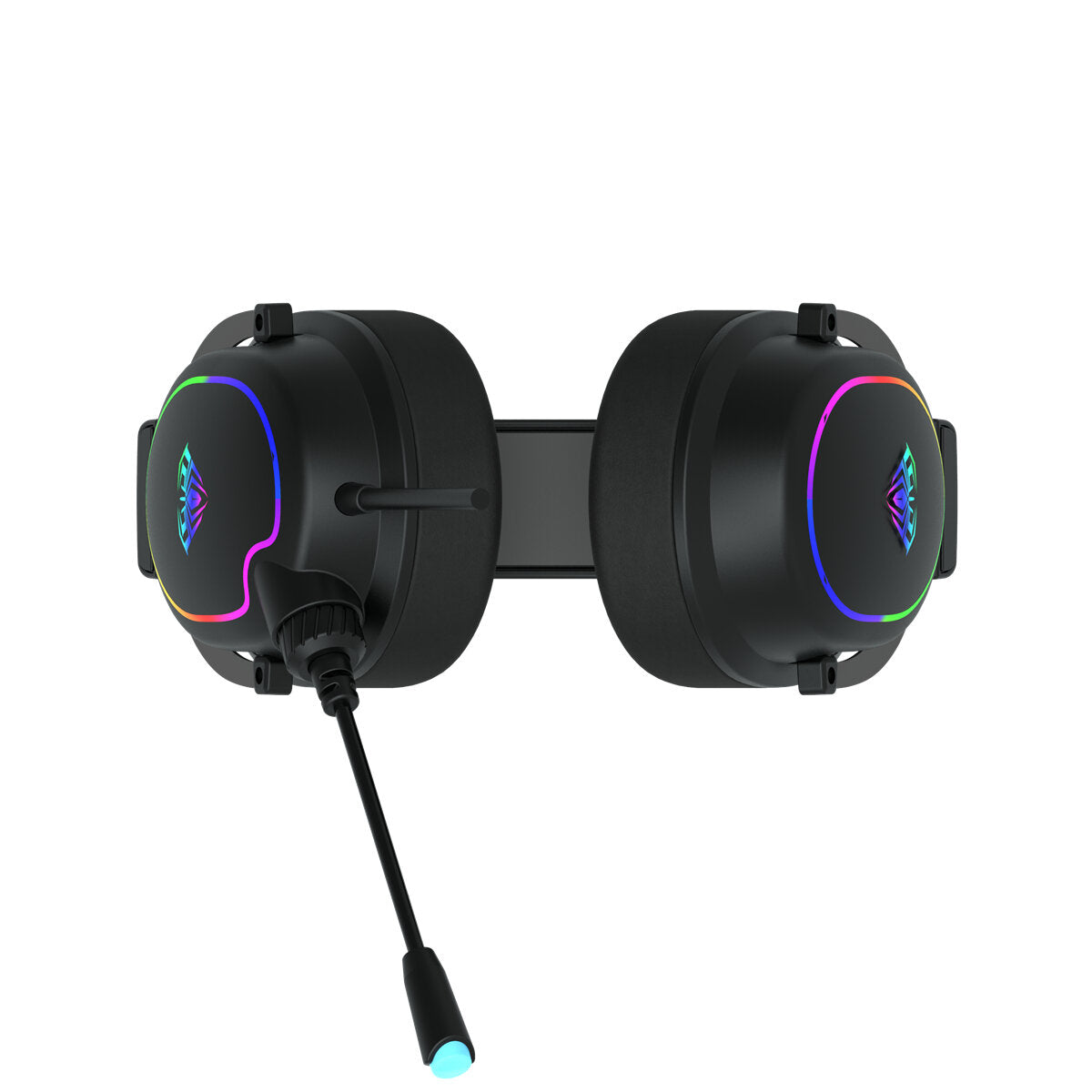 Gaming Headset 3.5mm Wired 50mm Driver RGB Light Bass Stereo Surround Sound Lightweight Headset with Microphone for Computer Laptop PC Gamer