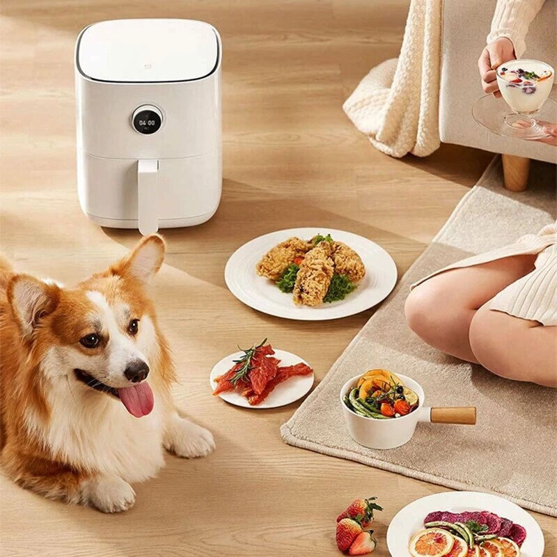 Air Fryer 1500W 3.5L 360 Hot Air Circulation Oven Cooker Oil Free Low Fat 24-hour Smart Appointment for Baking Roasting Dehydrating