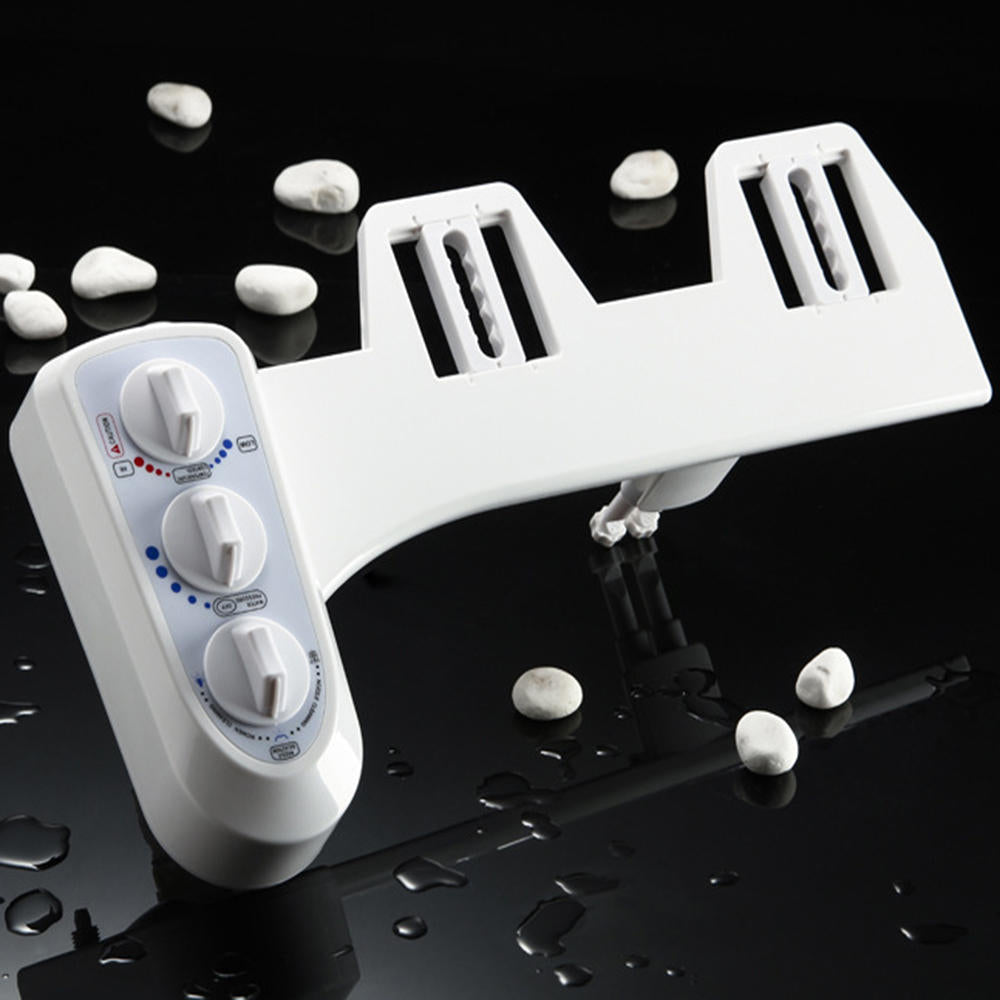 Smart Toilet Portable Bidet Attachment Seat Cover Sprayer Hot Cold Mixer Water Wash Cleaner Set for w/ Adjustable Pressure Switch Self Dual Nozzle