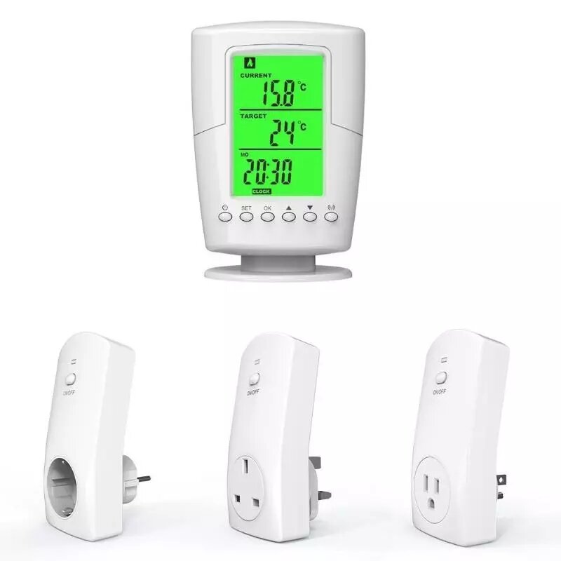 Programmable Wireless Thermostat Socket White LCD Home Intelligent Temperature Control Socket