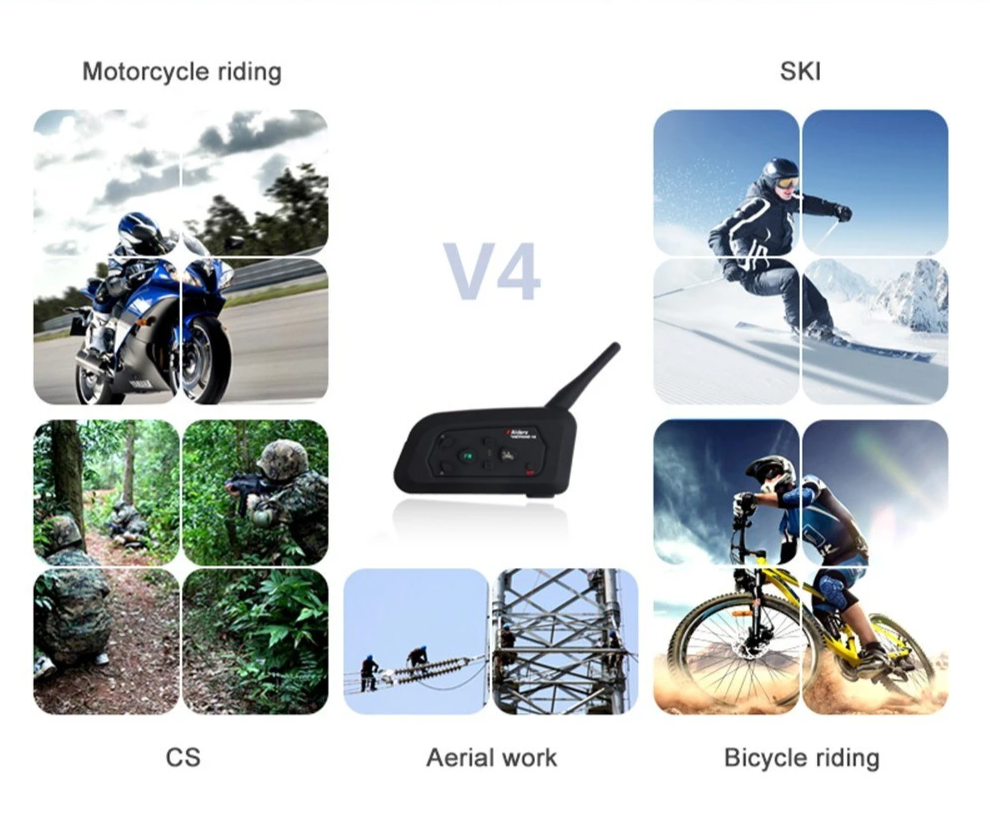 Wireless Bluetooth Intercom Motorcycle Snowmobile Headset Full Waterproof with FM