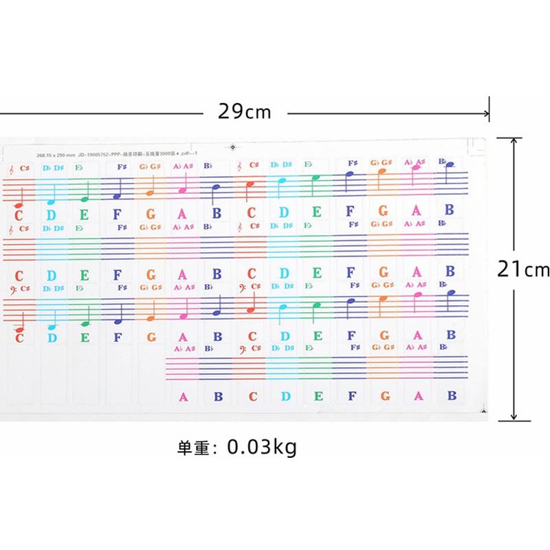 Piano Keyboard Note Sticker for 61/88 key Electronic Keyboard