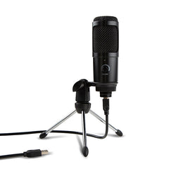 metal usb condenser recording microphone gaming for laptop windows cardioid studio vocals voice skype chatting podcast