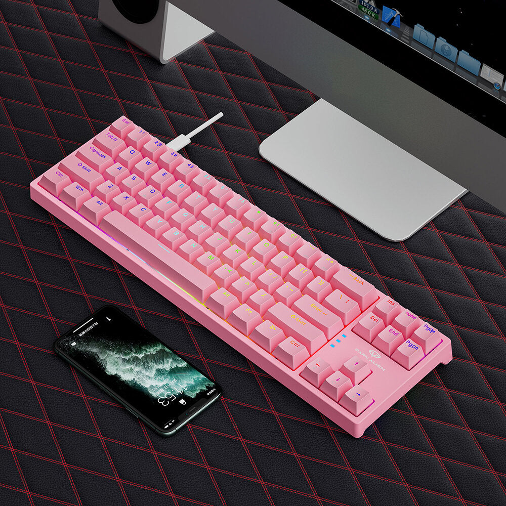 Mechanical Gaming Keyboard 71 Keys Blue/Red Switch Hot Swappable RGB Backlit Detachable Type-C Wired Keyboard