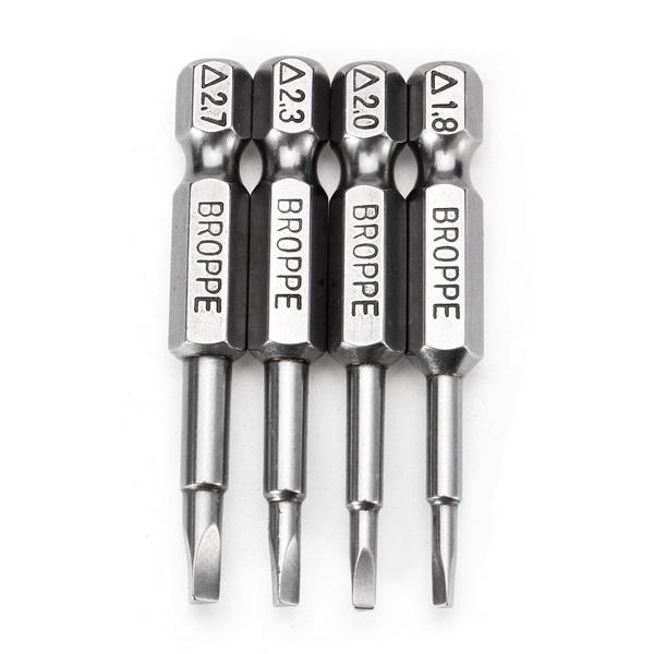 4pcs 50mm 1.8-2.7 1/4 Inch Hex Shank Magnetic Triangle Screwdriver Bits