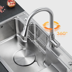 Pull Out Kitchen Faucet Hot and Cold Mixer Tap Single Handle Hole Swivel 360 Degree Silver